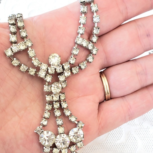 GORGEOUS Vintage Rhinestone Necklace-Fancy-Bridal - Picture 6 of 6